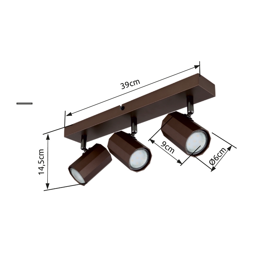 Globo - Φωτιστικό σποτ 3xGU10/25W/230V καφέ