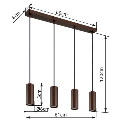 Globo - Κρεμαστό φωτιστικό οροφής 4xGU10/25W/230V καφέ