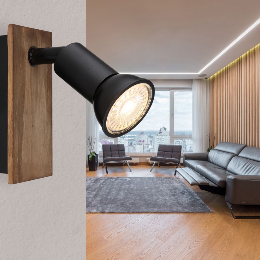 Globo - Επιτοίχιο φωτιστικό spot 1xGU10/35W/230V ξύλο/μαύρο