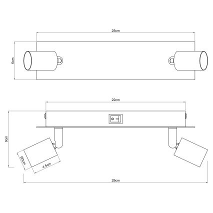 Globo - Φωτιστικό σποτ 2xGU10/35W/230V μαύρο/ορείχαλκος