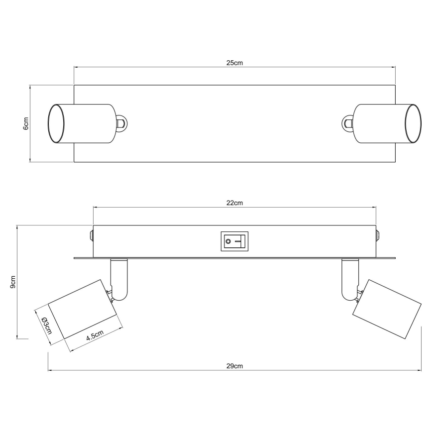 Globo - Φωτιστικό σποτ 2xGU10/35W/230V μαύρο/ορείχαλκος