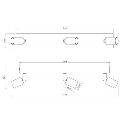 Globo - Φωτιστικό σποτ 3xGU10/35W/230V μαύρο/ορείχαλκος
