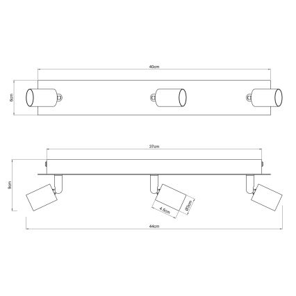 Globo - Φωτιστικό σποτ 3xGU10/35W/230V μαύρο/ορείχαλκος