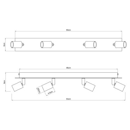 Globo - Φωτιστικό σποτ 4xGU10/35W/230V μαύρο/ορείχαλκος