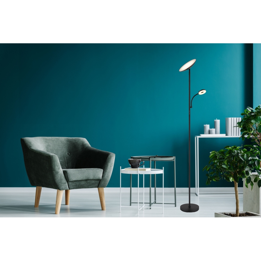 Globo - Φωτιστικό δαπέδου LED Dimmable LED/20W/230V+ LED/5W 3000/4000/6500K μαύρο