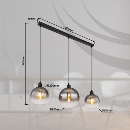 Globo - Κρεμαστό φωτιστικό με καλώδιο 3xE27/60W/230V