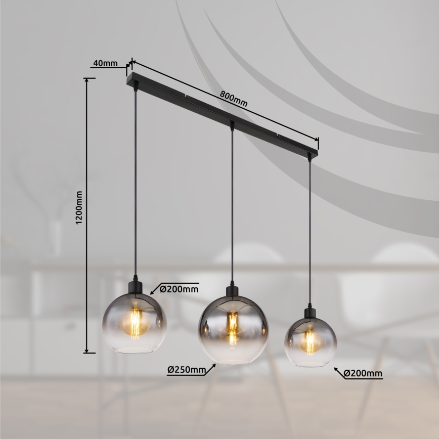 Globo - Κρεμαστό φωτιστικό με καλώδιο 3xE27/60W/230V
