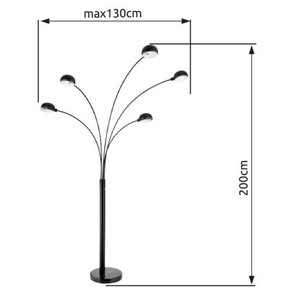 Globo - Επιδαπέδιο φωτιστικό 5xE14/40W/230V μαύρο