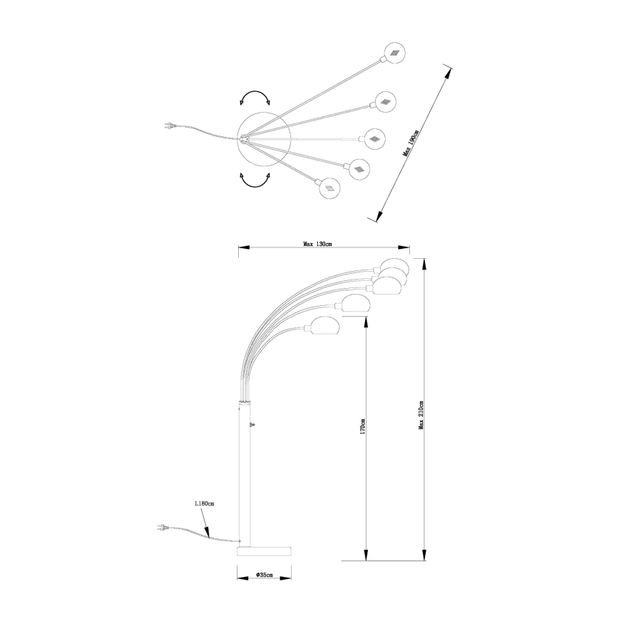 Globo - Επιδαπέδιο φωτιστικό 5xE14/40W/230V μαύρο