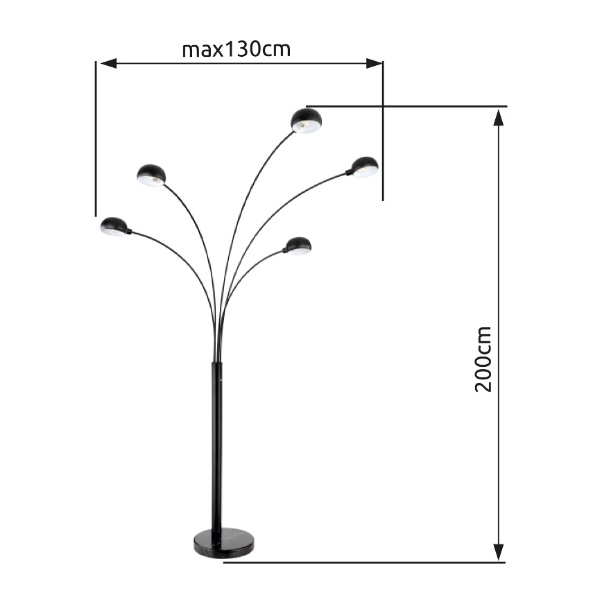 Globo - Επιδαπέδιο φωτιστικό 5xE14/40W/230V μαύρο