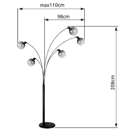 Globo - Επιδαπέδιο φωτιστικό 5xE27/40W/230V φιμέ