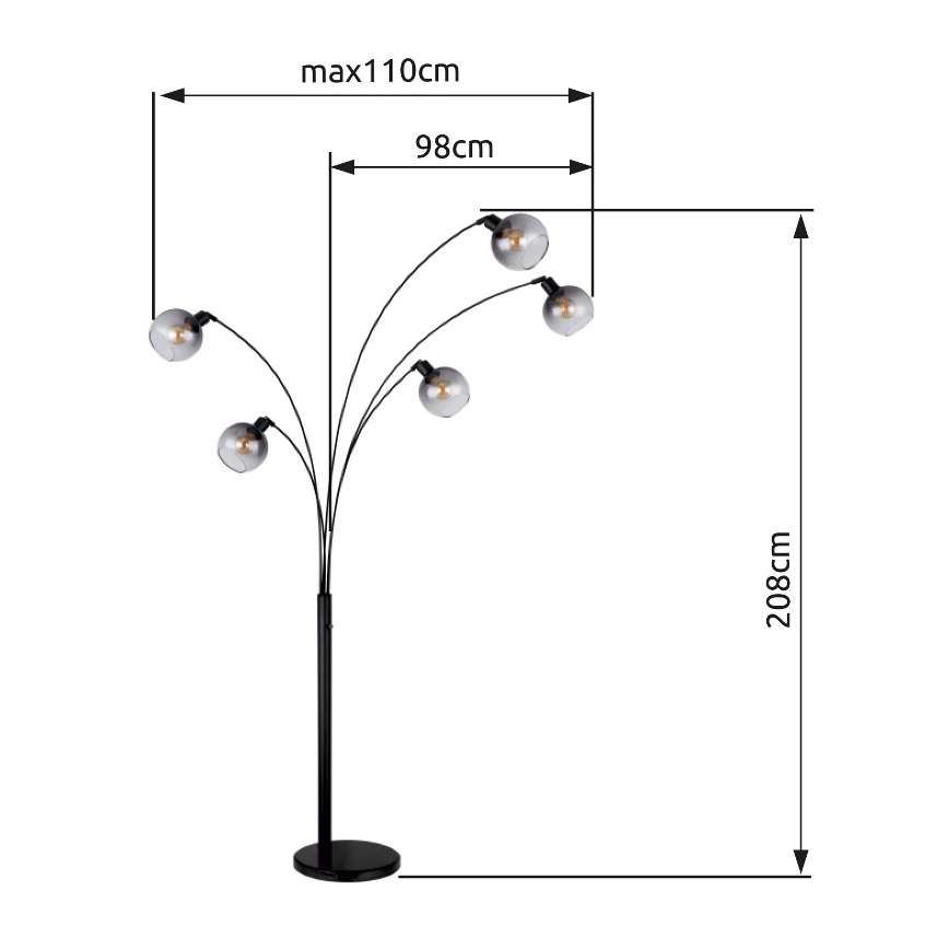 Globo - Επιδαπέδιο φωτιστικό 5xE27/40W/230V φιμέ