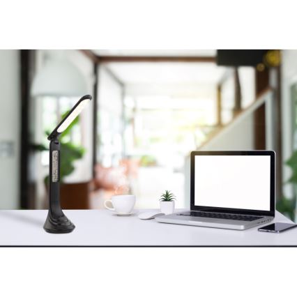 Globo - Ρυθμιζόμενος επιτραπέζιος επαναφορτιζόμενος φωτισμός LED με οθόνη LED/4W/230V 2200 mAh μαύρο