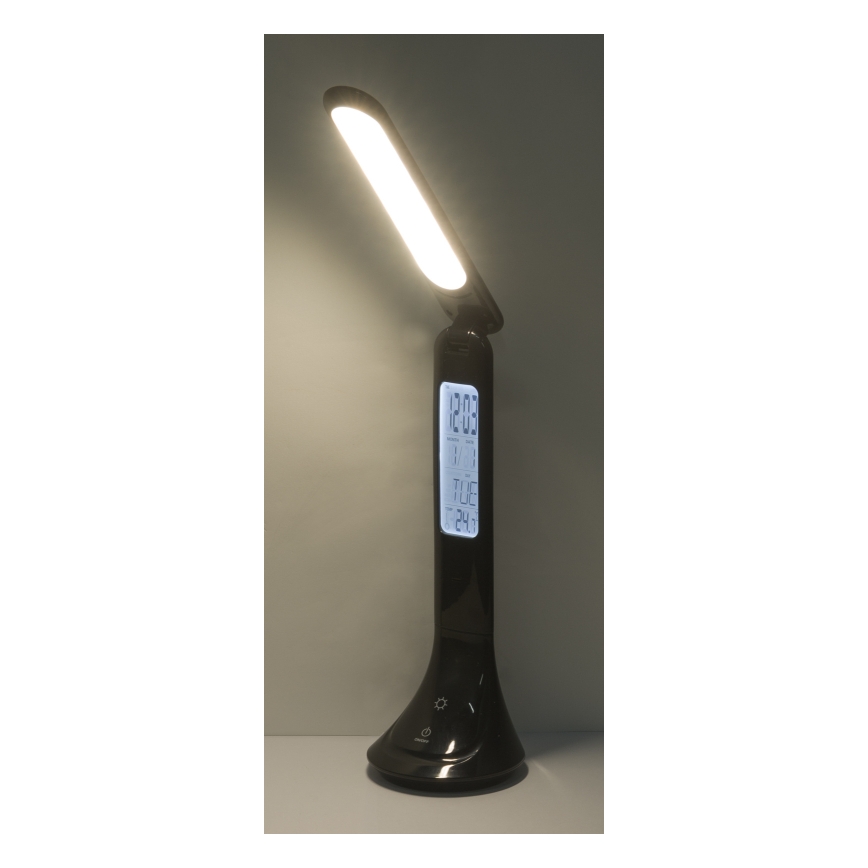 Globo - Επαναφορτιζόμενο επιτραπέζιο φωτιστικό LED με ρύθμιση φωτεινότητας και οθόνη, LED/4W/230V, 2200 mAh, μαύρο