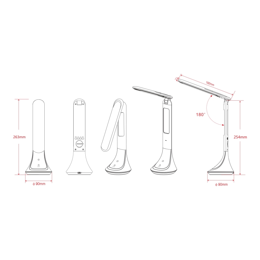 Globo - Επαναφορτιζόμενο επιτραπέζιο φωτιστικό LED με ρύθμιση φωτεινότητας και οθόνη, LED/4W/230V, 2200 mAh, μαύρο