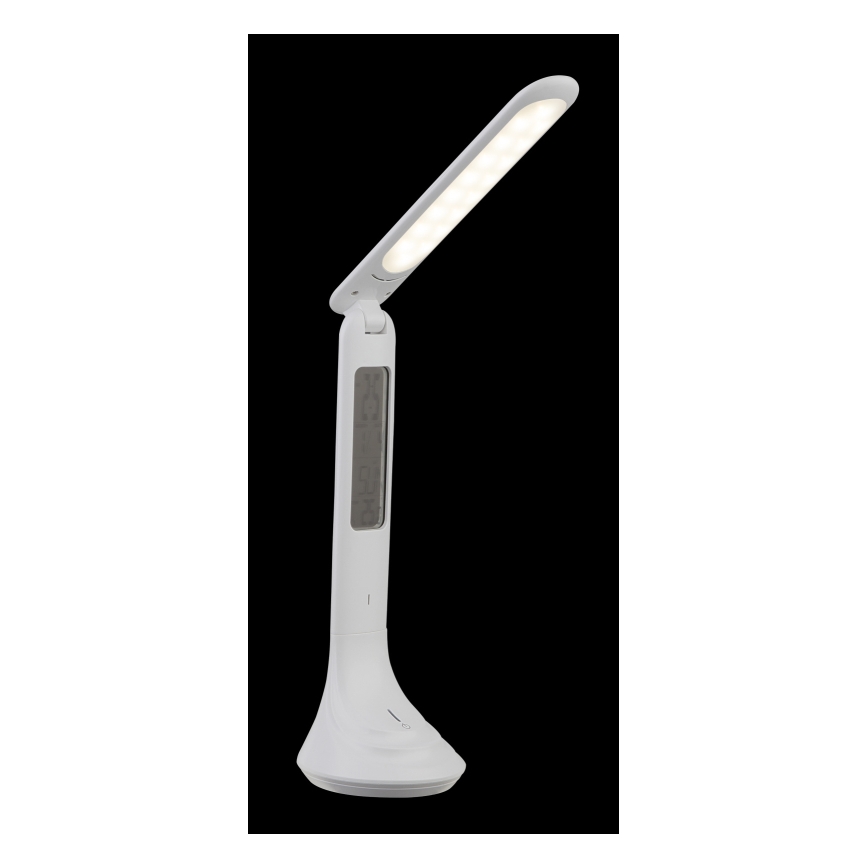 Globo - Επαναφορτιζόμενη επιτραπέζια λάμπα LED με ρύθμιση φωτεινότητας και οθόνη, LED/4W/230V, 2200 mAh, λευκή