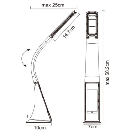 Globo - Ρυθμιζόμενη επιτραπέζια LED λάμπα με οθόνη και λειτουργία αφής LED/6,5W/230V 3000/4500/5800K μαύρη