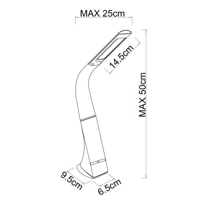 Globo - Επαναφορτιζόμενο επιτραπέζιο LED φωτιστικό με χειρισμό αφής και ρύθμιση φωτεινότητας LED/5W/5V 2200 mAh