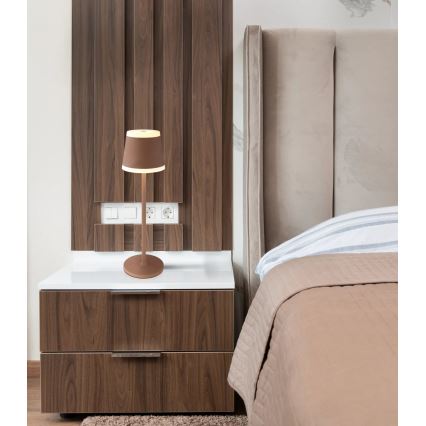 Globo - Φωτιστικό γραφείου LED με ρυθμιζόμενη ένταση, επαναφορτιζόμενο, αφής LED/4,6W/3,7V 3000K 1800mAh καφέ IP54