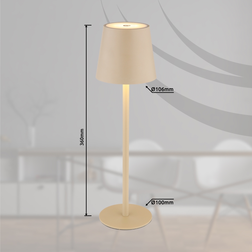 Globo - LED Dimming αφής Εξωτερικού χώρου φωτιστικό LED/3W/3,7V IP44 1800 mAh USB μπεζ