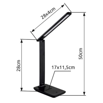 Globo - Επιτραπέζιο φωτιστικό LED με αφής και ρύθμιση φωτεινότητας LED/5W/230V 2700/4000/6500K μαύρο