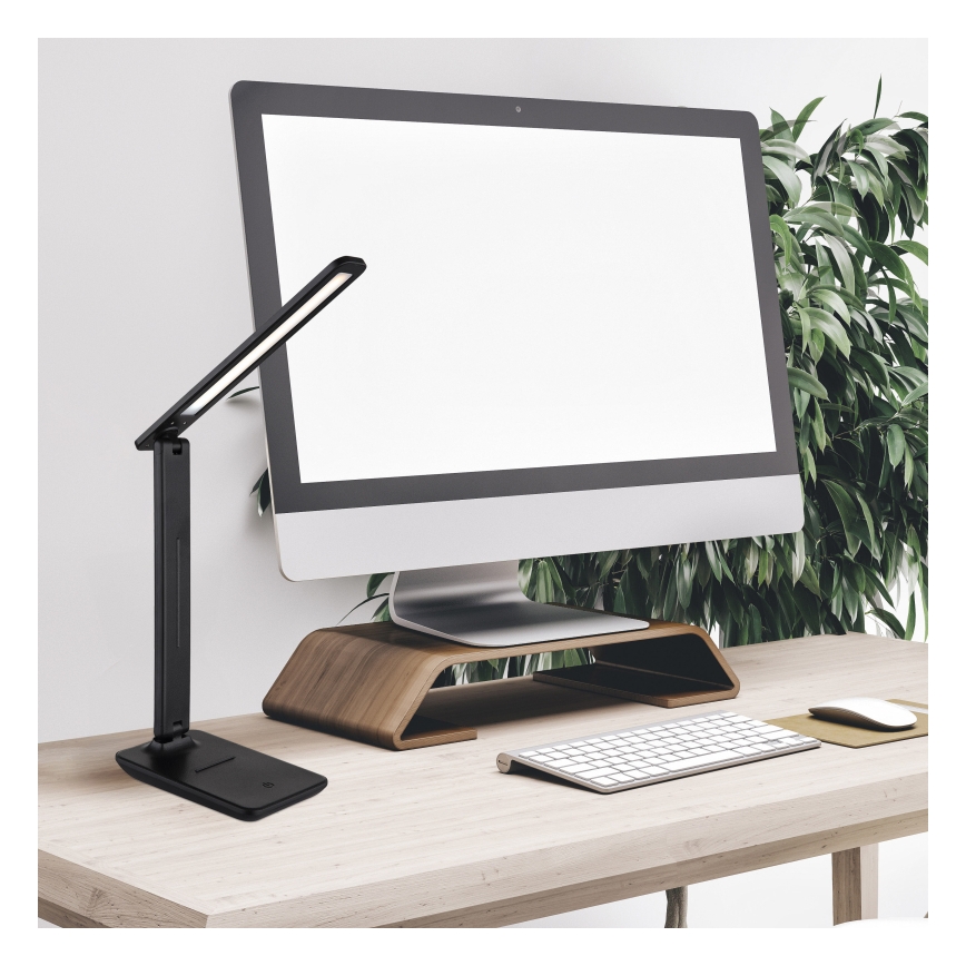 Globo - LED επιτραπέζιο επαναφορτιζόμενο φωτιστικό με λειτουργία αφής και ρυθμιζόμενη ένταση LED/4W/5V 2700/4000/6500K 1800 mAh μαύρο