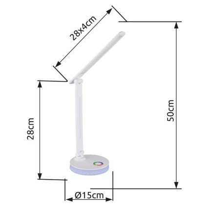Globo - Ρυθμιζόμενο LED RGBW επιτραπέζιο φωτιστικό αφής LED/5W/230V + LED/2W 2700K/4000K/6500K λευκό