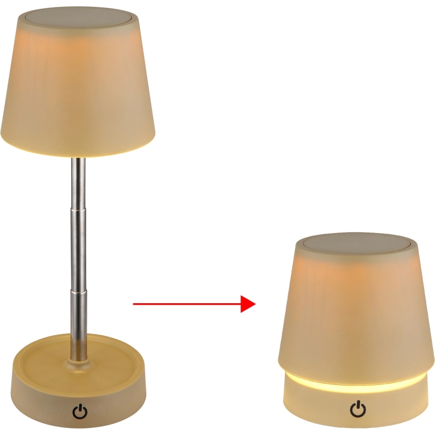 Globo - Επιτραπέζιο επαναφορτιζόμενο φωτιστικό LED με αίσθηση αφής και ρύθμιση φωτεινότητας, 1,2W/3V 1200 mAh