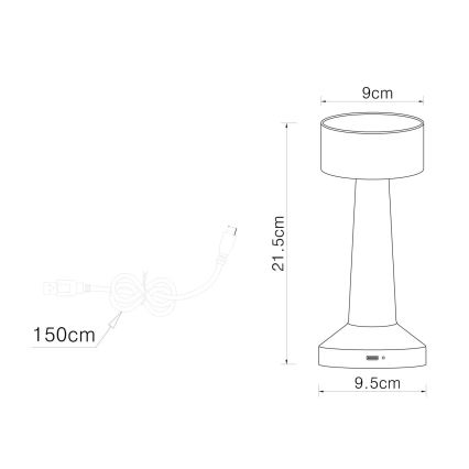 Globo - Επιτραπέζια λάμπα αφής dimming LED LED/1W/3,7V 2700K/4000K/6500K 800 mAh USB χρυσό