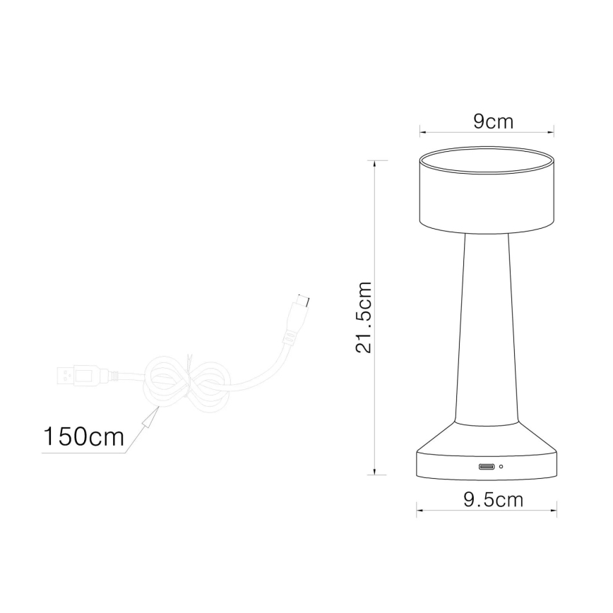 Globo - Επιτραπέζια λάμπα αφής dimming LED LED/1W/3,7V 2700K/4000K/6500K 800 mAh USB χρυσό
