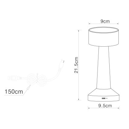 Globo - Επιτραπέζια λάμπα αφής dimming LED LED/1W/3,7V 2700K/4000K/6500K 800 mAh USB ματ χρώμιο