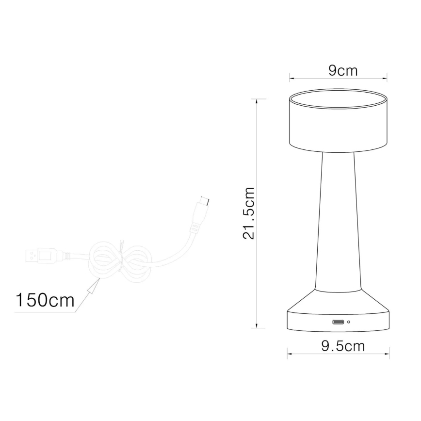 Globo - Επιτραπέζια λάμπα αφής dimming LED LED/1W/3,7V 2700K/4000K/6500K 800 mAh USB ματ χρώμιο