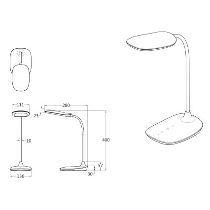 Globo - Επιτραπέζια λάμπα αφής dimming LED LED/9W/230V 3000K/4000K/6500K CRI 90 μαύρο