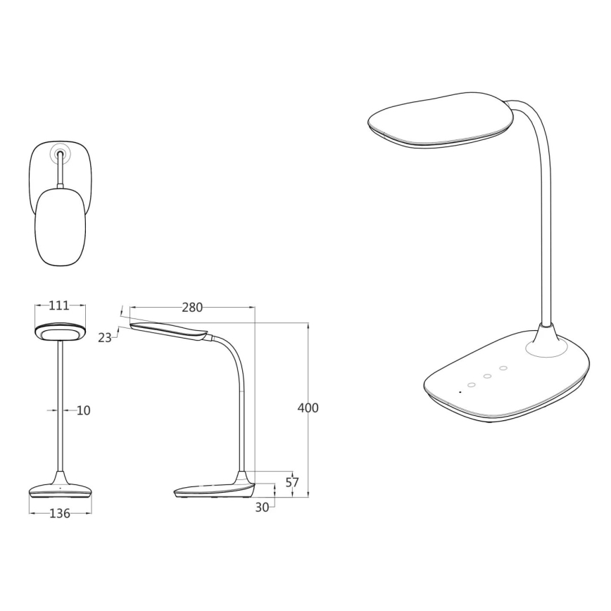 Globo - Επιτραπέζια λάμπα αφής dimming LED LED/9W/230V 3000K/4000K/6500K CRI 90 μαύρο