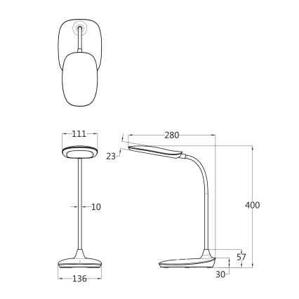 Globo - Επιτραπέζια λάμπα αφής dimming LED LED/9W/230V 3000K/4000K/6500K CRI 90 λευκό