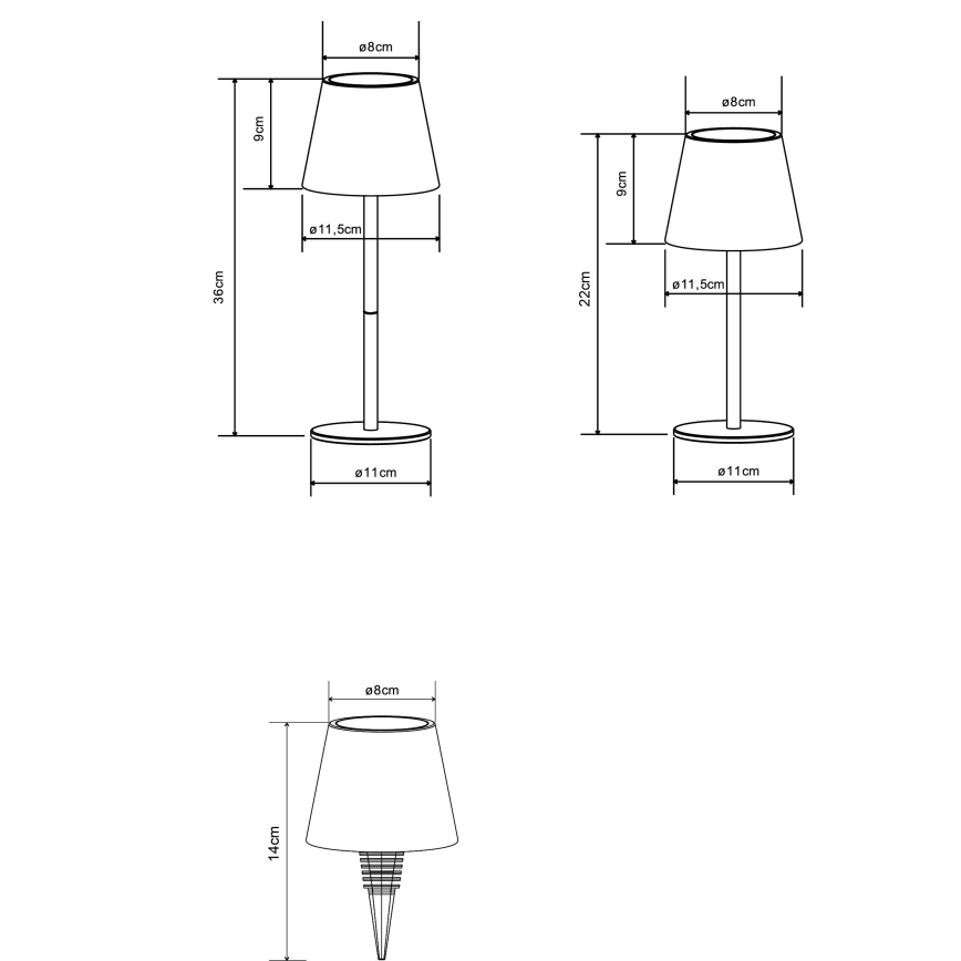 Globo - LED ρυθμιζόμενη με έλεγχο αφής επαναφορτιζόμενη εξωτερική επιτραπέζια λάμπα LED/3W/5V 3000/4000/5000K IP54 1800 mAh