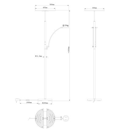 Globo - Ρυθμιζόμενο επιδαπέδιο φωτιστικό LED/40W/230V + LED/5,5W 2700/4000/6000K ματ χρώμιο