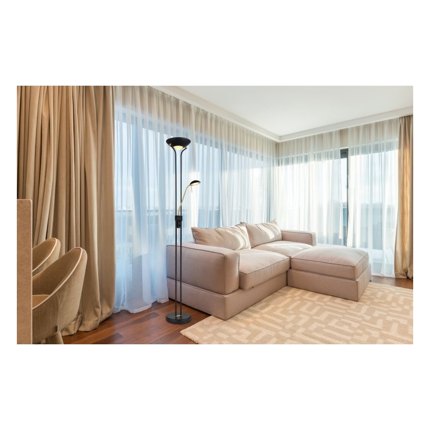 Globo - Ρυθμιζόμενο LED επιδαπέδιο φωτιστικό LED/20W/230V + LED/5,5W 3000K μαύρο/χρυσό