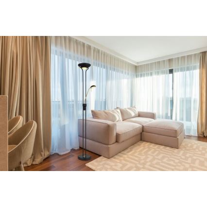 Globo - Φωτιστικό δαπέδου LED Dimmable LED/20W/230V + LED/5,5W 3000K μαύρο/χρυσό