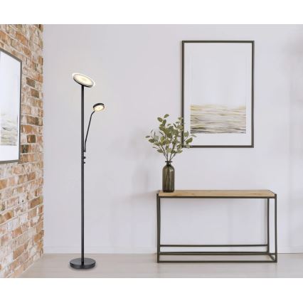 Globo - Ρυθμιζόμενο επιδαπέδιο φωτιστικό LED/18,5W/230V + LED/4,5W 3000K μαύρο