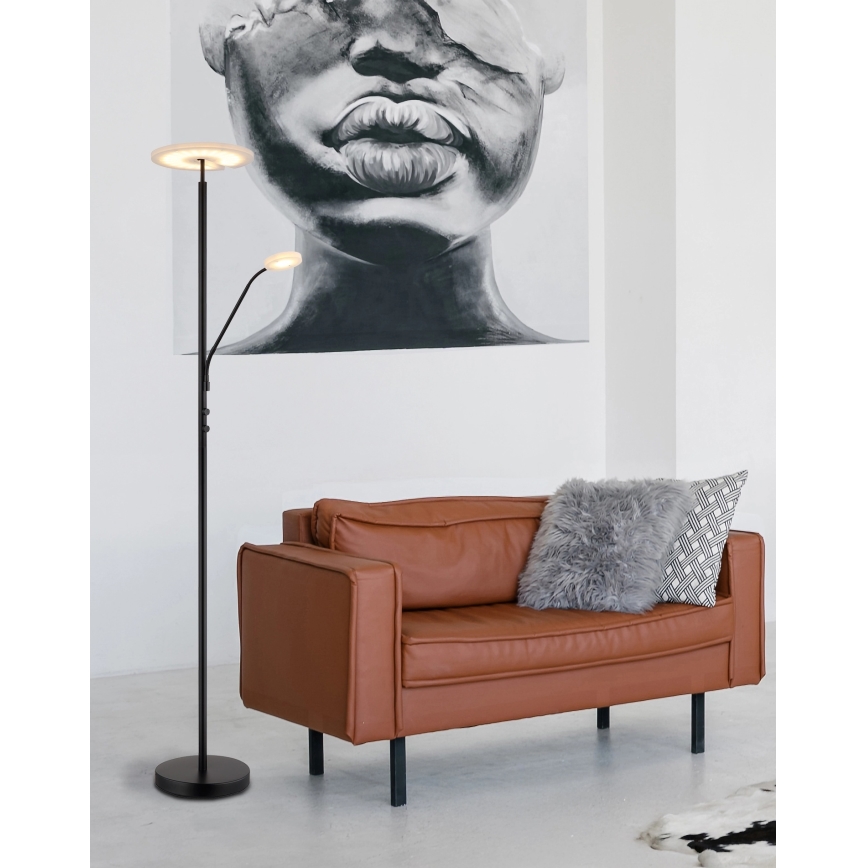 Globo - Ρυθμιζόμενο επιδαπέδιο φωτιστικό LED/28W/230V + LED/5W 3000K μαύρο