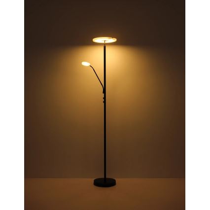 Globo - Ρυθμιζόμενο επιδαπέδιο φωτιστικό LED/28W/230V + LED/5W 3000K μαύρο