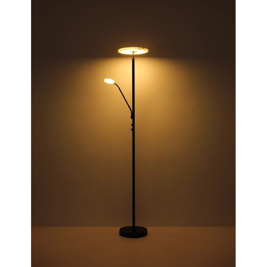 Globo - Ρυθμιζόμενο επιδαπέδιο φωτιστικό LED/28W/230V + LED/5W 3000K μαύρο