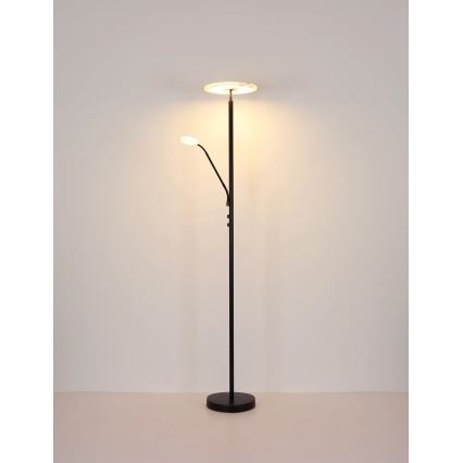 Globo - Ρυθμιζόμενο επιδαπέδιο φωτιστικό LED/28W/230V + LED/5W 3000K μαύρο