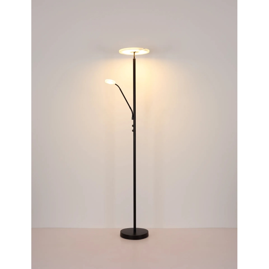 Globo - Ρυθμιζόμενο επιδαπέδιο φωτιστικό LED/28W/230V + LED/5W 3000K μαύρο
