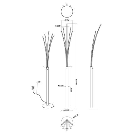 Globo - LED ρυθμιζόμενο επιδαπέδιο φωτιστικό με αισθητήρα αφής LED/36W/230V μαύρο