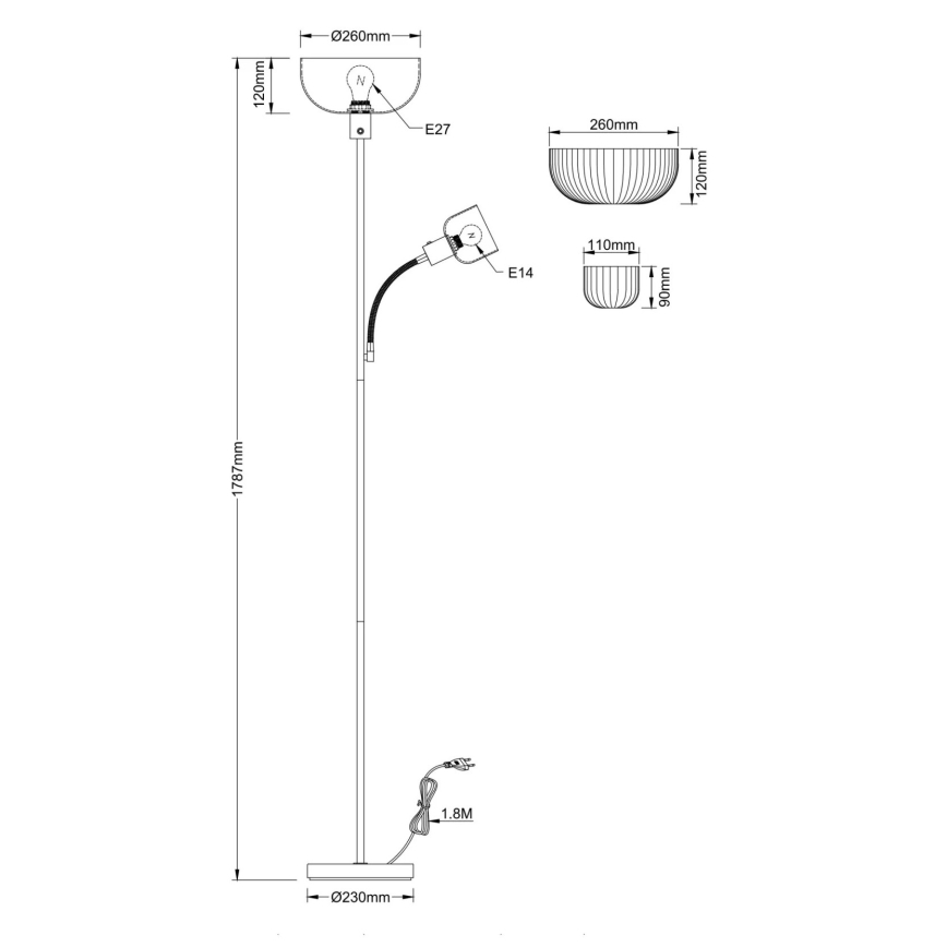 Globo - Επιδαπέδιο φωτιστικό 1xE27/40W/230V + 1xE14/25W