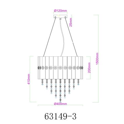 Globo - Κρεμαστό φωτιστικό οροφής 3xE27/40W/230V διάμετρος 40 cm
