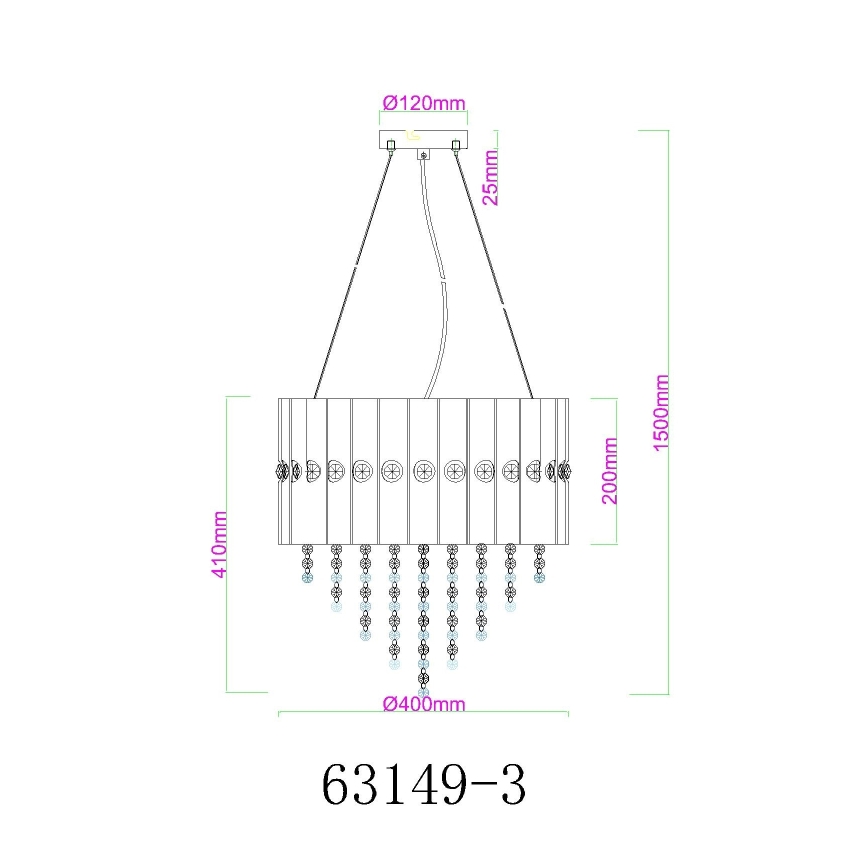 Globo - Κρεμαστό φωτιστικό οροφής 3xE27/40W/230V διάμετρος 40 cm