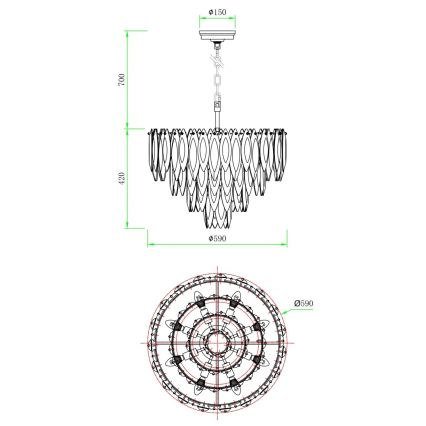 Globo - Κρεμαστός πολυέλαιος με καλώδιο 12xE14/40W/230V